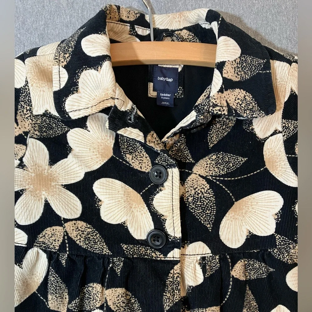 EUC Gap Kids Baby Gap Size 5T Lightweight Corduroy Jacket Floral Flowers Ruffles